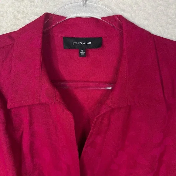 Jones Wear Jacket Womens 16 Pink Linen Cotton Floral Jacquard Blazer‎ Career - Picture 2 of 16